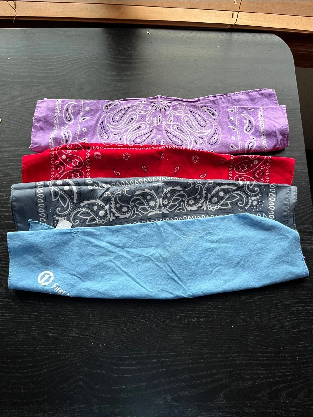 Vintage Paisley & Promo Bandana Lot Red Light Blue Purple Charcoal 100% Cotton